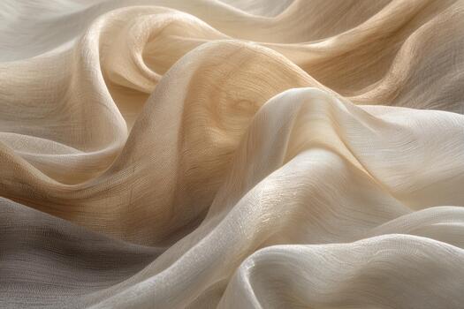 Silky Beige Fabric Draped Gracefully on a Surface With Smooth Folds. photo