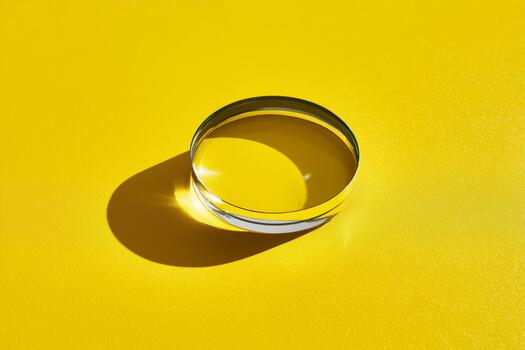 Magnifying Glass Resting on a Textured Yellow Surface With Intricate Patterns Under Natural Light. photo