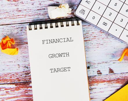 Conceptual text, phrase, words FINANCIAL GROWTH TARGET text The concept of development and business, strategy and growth. A place to copy photo