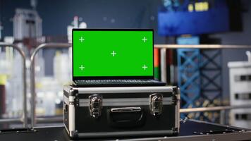 krom nyckel på bärbar dator med kalibrering programvara Begagnade på offshore rigg och hantera borrning system, utför inspektioner och säkerställa pålitlig petroleum extraktion genom Avancerad automatisering. video