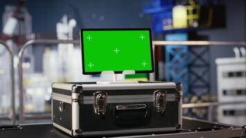 croma chiave Schermo su vuoto al largo olio piattaforma servi come analisi luogo per Avanzate Software Usato nel attrezzatura calibrazione, la logistica puntamento e automazione di marino petrolio operazioni. video