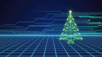 astratto blu neon griglia modello in movimento inoltrare nel buio digitale ambiente la creazione di futuristico cyberspazio prospettiva video