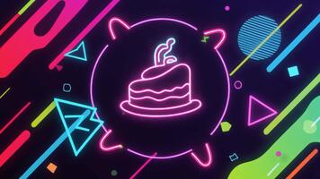 dinâmico néon abstrato animação com vibrante geométrico formas e brilhando linhas comovente em uma Sombrio fundo para moderno Projeto video