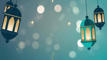 dekorativ lyktor lysande försiktigt svängande med värma ljus på en mjuk bokeh bakgrund video