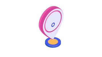Isometric icon animation of a location pin with a WiFi symbol, indicating connectivity video