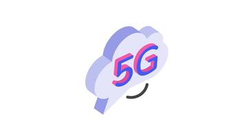 isometrisk ikon animering representerar 5g teknologi inom en moln, symboliserar Avancerad anslutning video