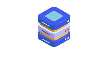 isometrisk ikon animering av staplade server enheter, begrepp ikon animering av data lagring och nätverk. video