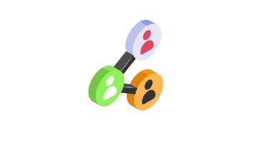 An isometric icon animation of user network, symbolizing social networks, collaboration, and teamwork video