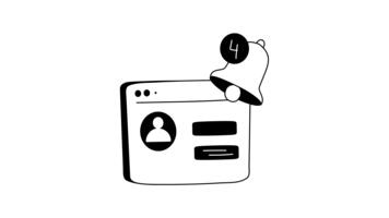 animerad ikon representerar uppkopplad aviseringar eller varningar från webbplatser. video