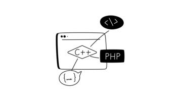 animado ícone do popular programação, línguas video