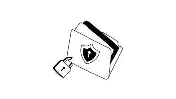 animerad ikon av en säkra mapp med en låsa för data skydd video