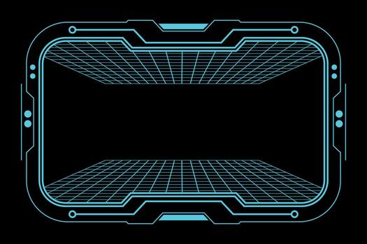 Futuristic HUD Interface Frame with Neon Cyber Grid vector