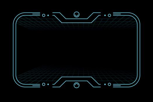 Neon Futuristic HUD Interface Frame with Cyber Grid Display vector
