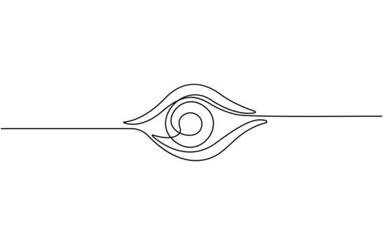 Continuous one line drawing of human eye illustration with iris and pupil Editable design vector