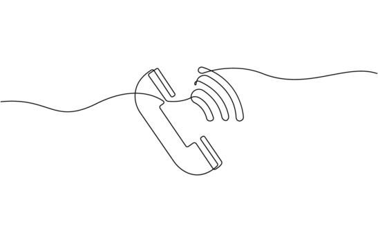 Continuous one line drawing of rotary telephone design isolated on white background vector