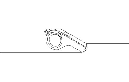 Continuous one line drawing of Realistic sports referee whistle illustration isolated on white background vector