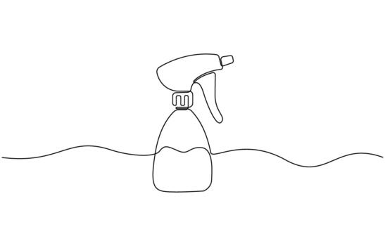 Continuous one line drawing of Clean modern water spray bottle with a trigger mechanism Eps 10 vector