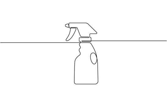 Continuous one line drawing of Clean modern water spray bottle with a trigger mechanism Editable design vector