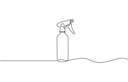 Continuous one line drawing of Clean and modern water spray bottle icon design vector