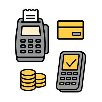 pago Procesando herramientas en un digital transacción vector