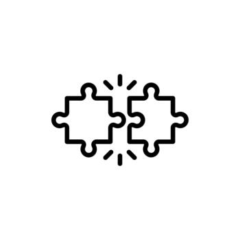 Puzzles connect, linear icon. Line with editable stroke illustration eps10. vector