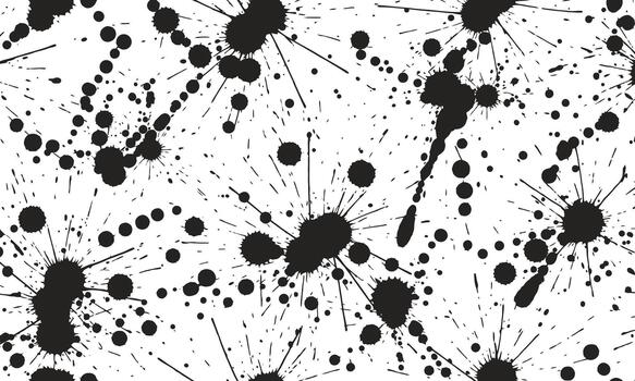 Black ink splatter pattern on white background. vector