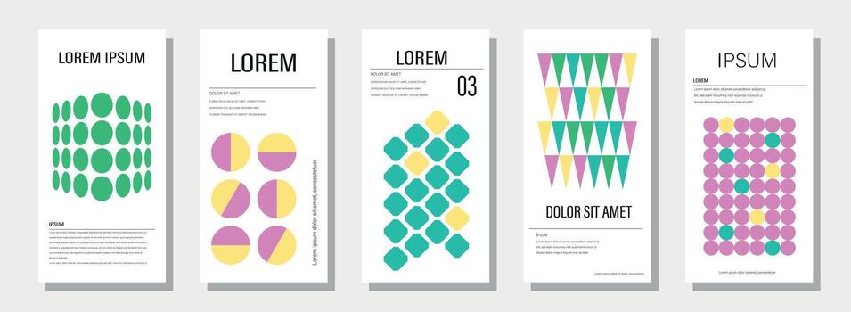 collection of minimalist posters with geometric backgrounds. Set of modern banners with geometric shapes vector