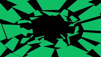 dinámica explosión con resumen verde fragmentos en negro vacío video
