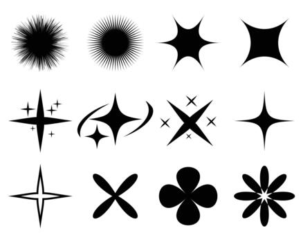 Collection of black abstract shape design elements vector