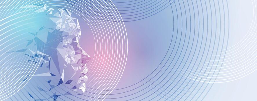 Geometric face design with curved lines vector