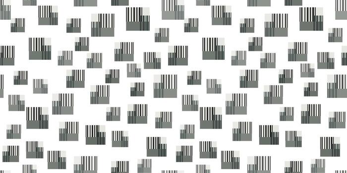 Abstract geometry seamless pattern. Randomly placed square elements on a white background. Rectangles and lines in shades of grey and green. Complicated texture background. Mosaic tile decor. vector