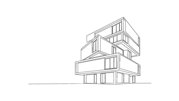 minimalista arquitectónico diseño de un moderno casa presentado como un soltero continuo línea Arte dibujo concepto vector