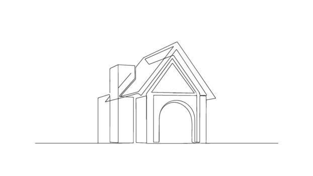 Continuous One Line Art Depicting a Simple House Structure - Minimalist Home Illustration vector