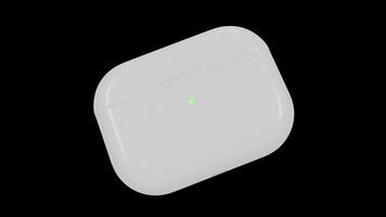 trådlös öronsnäckor fall 3d rotation på alfa kanal. sömlös slinga. 4k video