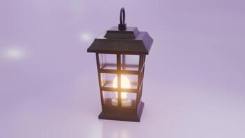 raggiante lanterna 3d rendere con caldo leggero su morbido sfondo. 4k video