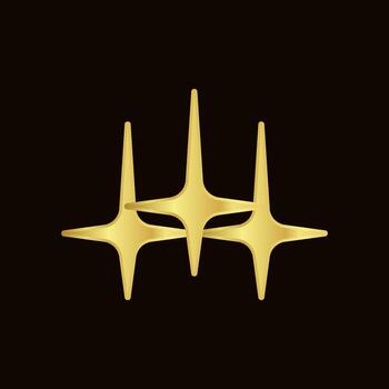 Minimalist golden sparkle icon featuring tree star with metallic gradient vector