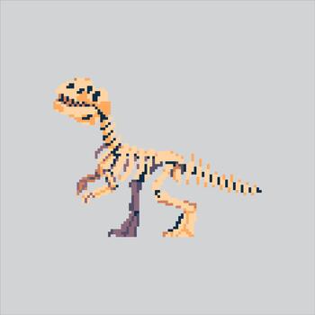 Pixel art illustration T Rex Skeleton. Pixelated Dinosaur Skeleton. T Rex Dinosaur Skeleton Icon pixelated for the pixel art game and icon for website and game. old school retro. vector