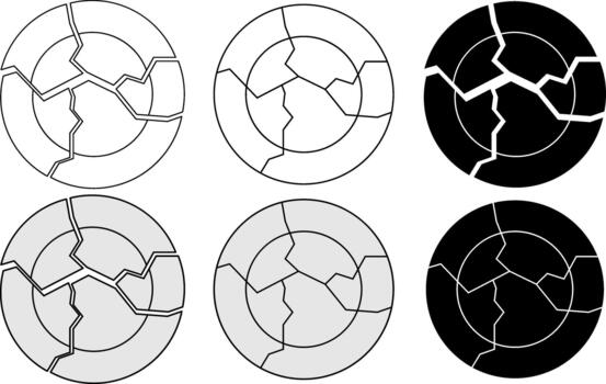 parte superior ver roto plato icono conjunto vector