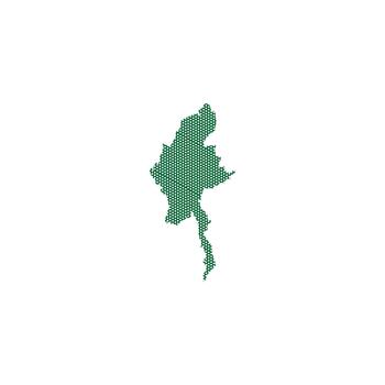 Myanmar map with green color on white background vector