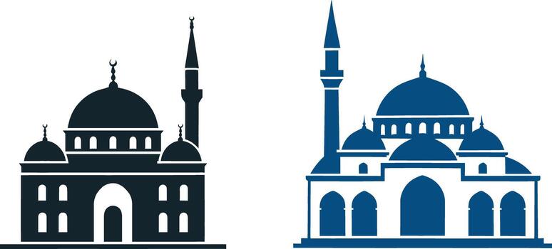 two different types of buildings in the middle east vector