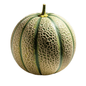 realistico studio tiro di un' fresco, maturo Cantalupo melone con distintivo compensate scorza su un' pulito sfondo png