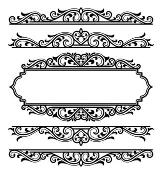 conjunto de florido fronteras y marcos para diseño vector