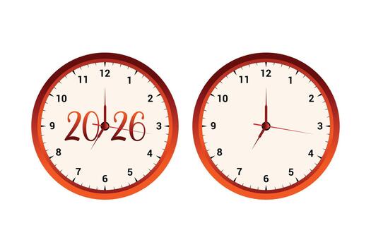 2026 Wall Clock Illustration New Year Analog Timepiece Design vector