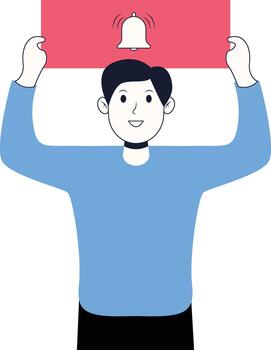 Character of a Man Like and Subscribe with Flat Style vector