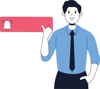 Character of a Man Like and Subscribe with Flat Design vector