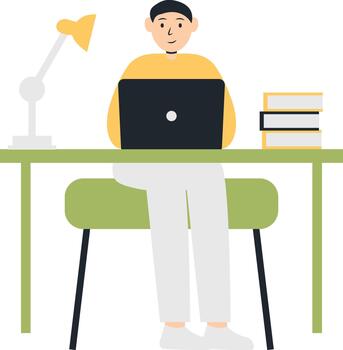 Work from Home Concept. Flat Character vector