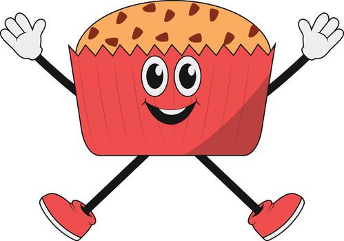 Groovy Retro Muffin Character vector
