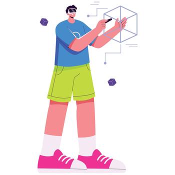 Person using virtual reality technology vector