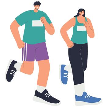 Animated characters running and exercising vector