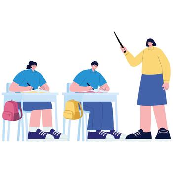 Students in classroom with teacher vector